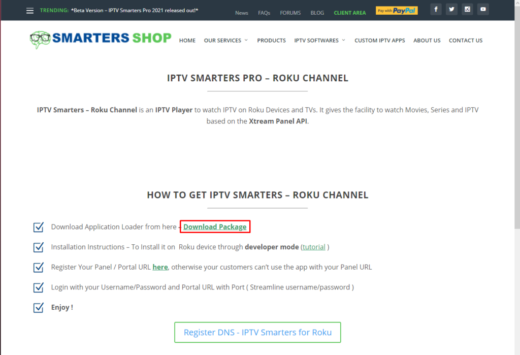 Roku IPTV Download IPTV Smarters Package on Your Computer